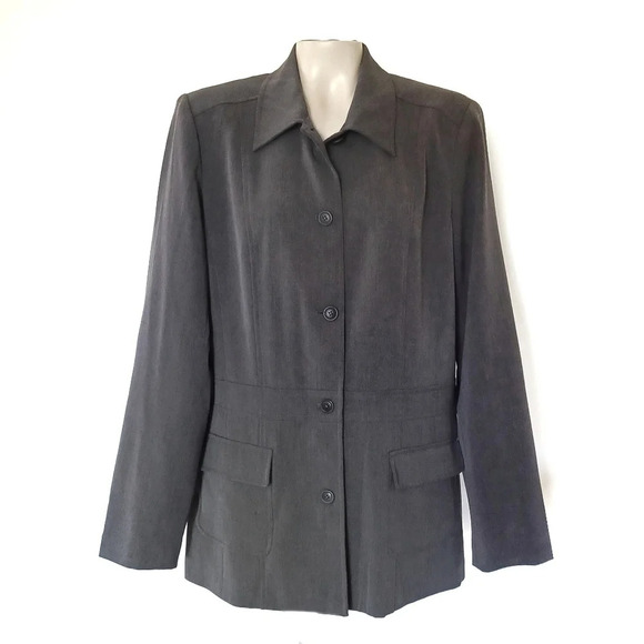 EDDIE Bauer Gray Blazer Dark Acadamia Businss Professional Classic 14 Tall - Picture 1 of 7